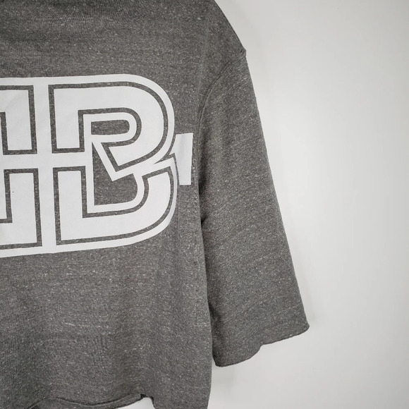 Birdiebee Gray Fleece Knit Front Zip Raw Hem Hi Lo Graphic Jacket Sz S. - Picture 7 of 8